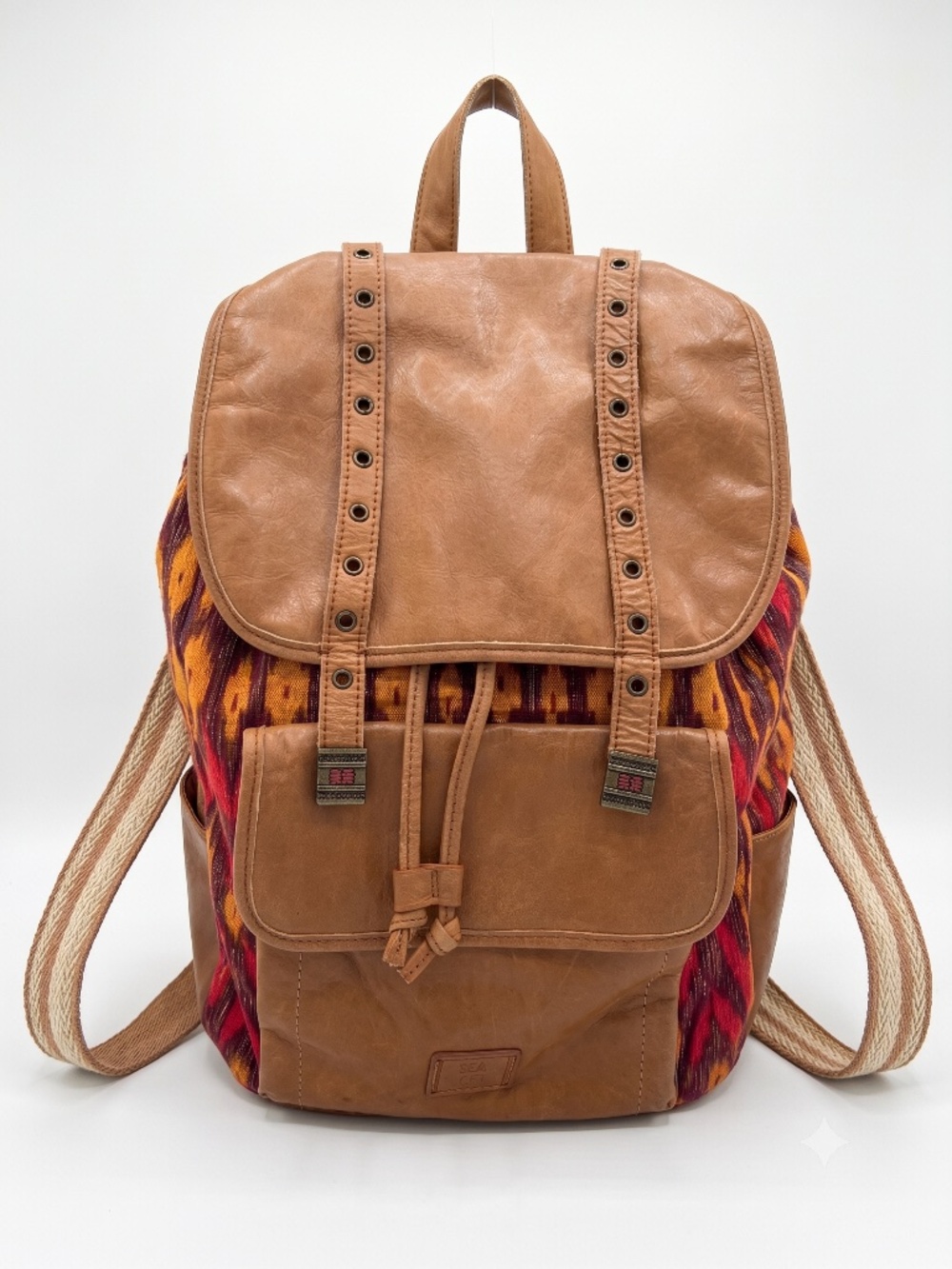 The Sak "Indio" Leather & Woven Ikat Fabric Backpack